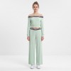 Custom Wholesale Mint Green Off Shoulder Crop Top Wide Leg Pants Set Manufacturer | OEM Activewear factory