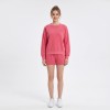 Custom Wholesale Coral Red Crewneck Sweatshirt Shorts Set Manufacturer | OEM Sweatsuit factory