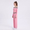 Custom Wholesale Pink Off Shoulder Crop Top Wide Leg Pants Set Manufacturer | OEM Sweatsuit factory
