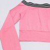 Custom Wholesale Pink Off Shoulder Crop Top Wide Leg Pants Set Manufacturer | OEM Sweatsuit factory