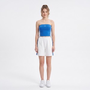 Custom Wholesale Blue Bandeau Tube Top White Shorts Set Manufacturer | OEM Sportswear factory