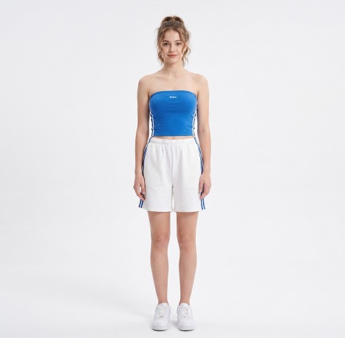 Custom Wholesale Blue Bandeau Tube Top White Shorts Set Manufacturer | OEM Sportswear factory