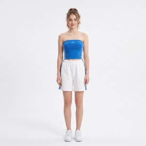 Custom Wholesale Blue Bandeau Tube Top White Shorts Set Manufacturer | OEM Sportswear factory
