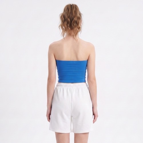 Custom Wholesale Blue Bandeau Tube Top White Shorts Set Manufacturer | OEM Sportswear factory