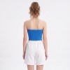 Custom Wholesale Blue Bandeau Tube Top White Shorts Set Manufacturer | OEM Sportswear factory