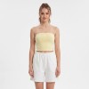 Custom Wholesale Pale Yellow Bandeau Tube Top White Shorts Set Manufacturer | OEM Gym Wear factory