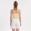 Custom Wholesale Pale Yellow Bandeau Tube Top White Shorts Set Manufacturer | OEM Gym Wear factory
