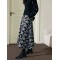 Knit jacquard skirt Autumn and winter new women's retro long skirt A-line flower half skirt