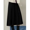 Preppy high waist black pleated skirt suit skirt women's A-line skirt skirt autumn long skirt