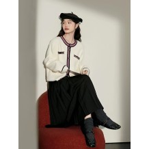 Preppy high waist black pleated skirt suit skirt women's A-line skirt skirt autumn long skirt