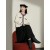Preppy high waist black pleated skirt suit skirt women's A-line skirt skirt autumn long skirt