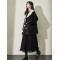 Doll lapel woolen coat women's 2023 new autumn and winter V-neck bow midi tweed coat