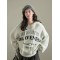 Monogram print lazy style soft glut sweater women's  2023 new autumn and winter hooded sweatshirt polar fleece
