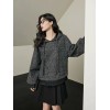 Dark gray hoodie slouchy sweatshirt women 2023 new autumn and winter simple pullover long sleeve top