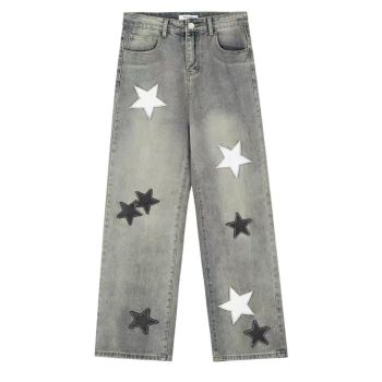 星星印花牛仔裤
