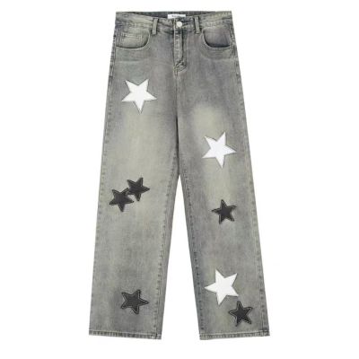星星印花牛仔裤