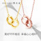 18k Gold Necklace Women's Rose Au750 Flexible Pendant Colorful Gold Lock Bone Chain Simple Double Ring Set Chain