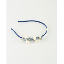 Blue and white pearl crystal hair hoop