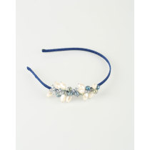 Blue and white pearl crystal hair hoop