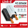 Link E K7 Power Banks Fast charging 66W 12000mAh 30000MAH 50000mah original Super fast charging Powerbank 80000mAh