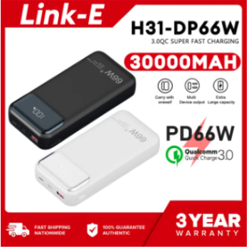 Link E H31 Powerbank Fast Charger 66W Portable Charging 12000mAh-30000MAH Comes with a charging cable Powerbanks for iPhone OPPO ViVO Huawei Xiaomi Samsung and other equipment