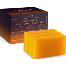 Kojic acid black spot removal soap, containing vitamin C, retinol, collagen, turmeric Japanese original complex, hyaluronic acid, vitamin E, shea butter, olive oil (3 pack)