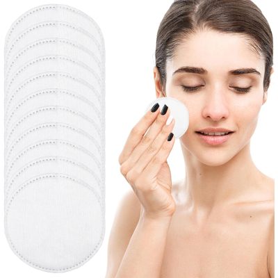 100 pieces of cotton circular makeup removal pad, 3-layer soft with storage tank compression, natural makeup removal pad set, used for facial cleaning and applying facial toner (white)