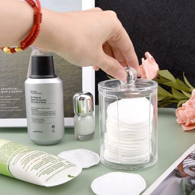100 pieces of cotton circular makeup removal pad, 3-layer soft with storage tank compression, natural makeup removal pad set, used for facial cleaning and applying facial toner (white)