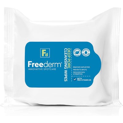 Fragrance free deep pore cleansing wipes, suitable for skin prone to spots, biodegradable, 25 pack
