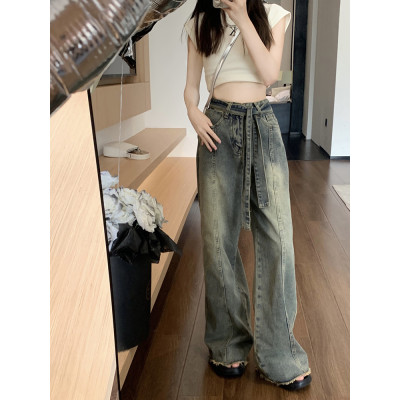 Retro American High Street Jeans Women's Autumn and Winter New 2023 Popular Long Pants Loose Straight Leg Wide Leg Pants