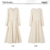 French dress female autumn winter 2023 new inside with white long-sleeved fairy gentle wind V-neck dress