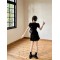 French niche black V-neck waist slimming fishtail dress son summer 2023 new style bag buttock women's wear