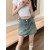 Denim skirt high-waisted A-line mid-length fabric soft, comfortable and not wrinkly