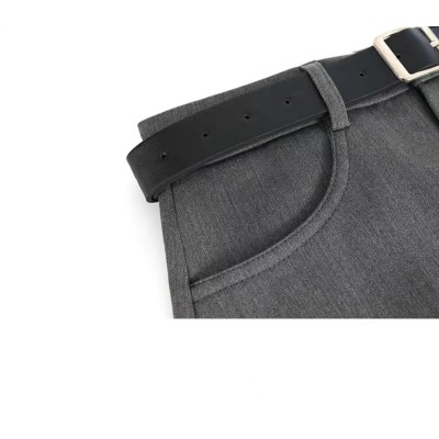 Preppy grey suit skirt female Spring and Autumn 2023 new high-waisted A-line skirt temperament high-waisted skinny package hip skirt