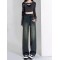 Cement grey retro jeans women 2023 autumn new high-waisted explosive narrow version of autumn and winter plus cashmere straight leg pants