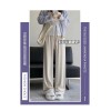 White wide leg pants women autumn winter 2023 new high sag soft waxy casual knitting straight glutinous rice pants