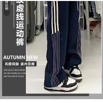 American striped sweatpants women spring and autumn winter 2023 new high-waist-hanging wide-leg pants loose straight leg casual pants