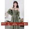 Autumn gentle wind sweet floral dress two-piece knitted cardigan women's suit fashion date