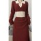 Advanced sense goddess fan slim-fit skirt knitted suit skirt female method Red long-sleeved sweater dress two-piece set
