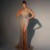 Sexy strapless split evening gown hostess playing fishtail dress