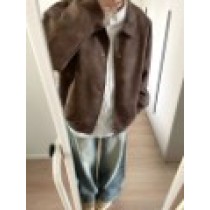Autumn/Winter vintage American cleanfit jacket made from old brown leather jacket