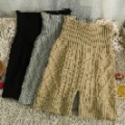 2023 Autumn and Winter Skinny High-waisted Knitted Shorts with Hemp Pattern Women's New Pure Color Versatile Slim Pants