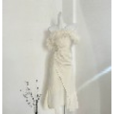 Prom White One Shoulder Dress 2023 New Women's Fall Body Skirt