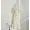 Prom White One Shoulder Dress 2023 New Women's Fall Body Skirt