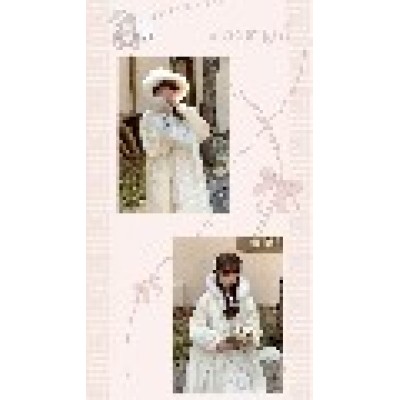 Fall/Winter Overcoat Women's White Long Sleeve Hooded Loose Wool Overcoat