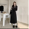 Black hooded knitted dress for women's casual wear