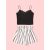 Monkey Clothing Girl's 2 Piece Outfits Scalloped Trim Cami Top and Striped Shorts Set