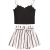 Monkey Clothing Girl's 2 Piece Outfits Scalloped Trim Cami Top and Striped Shorts Set