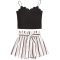 Monkey Clothing Girl's 2 Piece Outfits Scalloped Trim Cami Top and Striped Shorts Set