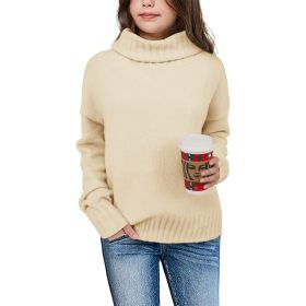 Monkey Clothing Girls Oversized Turtleneck Pullover Sweaters Kids Long Sleeve Chunky Knit Jumper